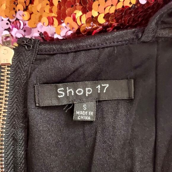 Shop 17 Full Sequin Mini Dress Multi Colored Rainbow Stripes Size Small NWOT - Picture 7 of 7